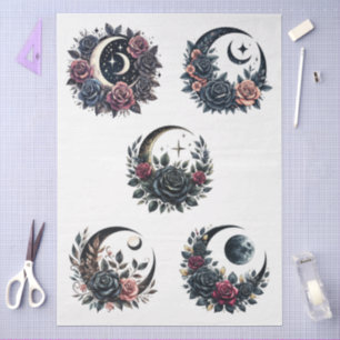Große Blumengoten Crescent Moden & Rose Decoupage Seidenpapier