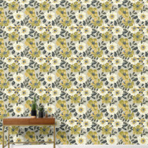 Große Blumengrün weiß und grau