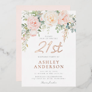 Große Blush 21. Geburtstag Party Rose Gold Folieneinladung