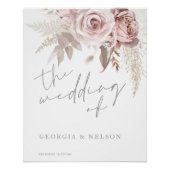 Große Blush Bloral Grosses Hochzeitplakatzeichen Poster (Vorderseite)