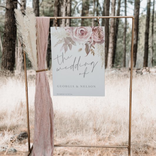 Große Blush Bloral Grosses Hochzeitplakatzeichen Poster