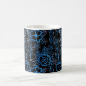 Große Blüte Blumenmuster Blau personalisierter Nam Kaffeetasse (Mittel)