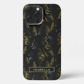 Große Blüte Blumenmuster personalisierter Name iPhone Hülle (Rückseite)