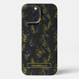 Große Blüte Blumenmuster personalisierter Name iPhone 13 Pro Max Hülle