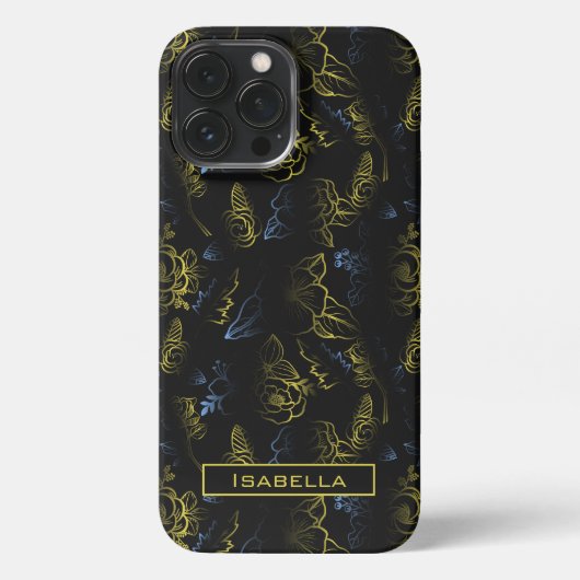 Große Blüte Blumenmuster personalisierter Name iPhone Hülle (Rückseite)