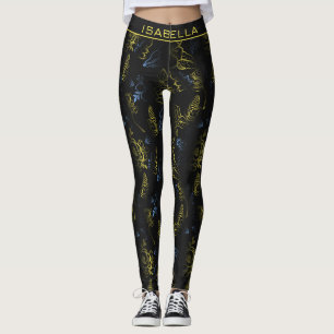 Große Blüte Blumenmuster personalisierter Name Leggings