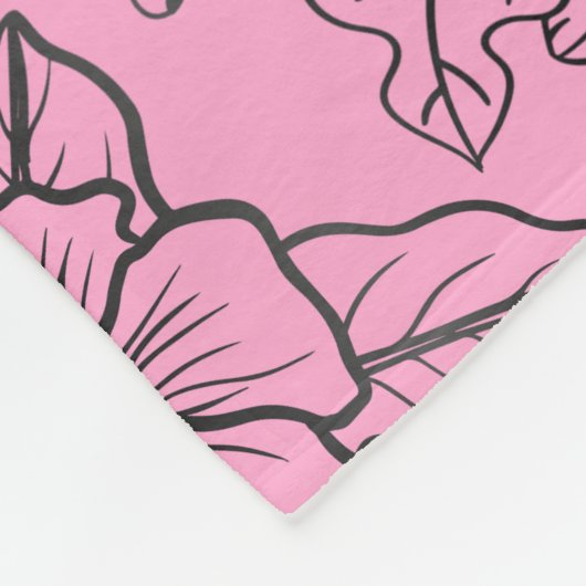 Große Blüte Blumenmuster rosa personalisierter Nam Fleecedecke (Ecke)