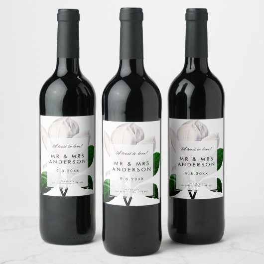 Große Botanische Grünpflanzen Hochzeitsflasche Weinetikett (Flaschen)