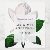 Große Botanische Grünpflanzen Hochzeitsflasche Weinetikett (Einzelnes Label)