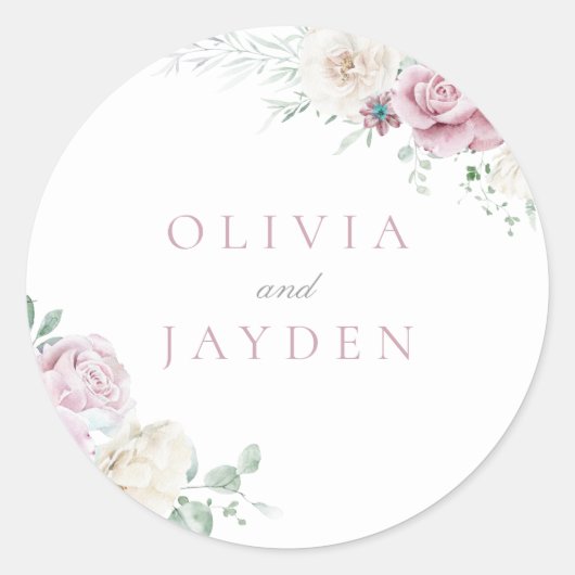 Große Botanische Hochzeit mit Blütenblüte Runder Aufkleber (Vorderseite)
