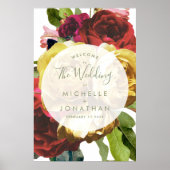 Große botanische Rose Begrüßungszeichen Poster (Vorne)