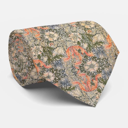Große Botanticals Bloral Grau Orange Olive | Krawatte (Gerollt)