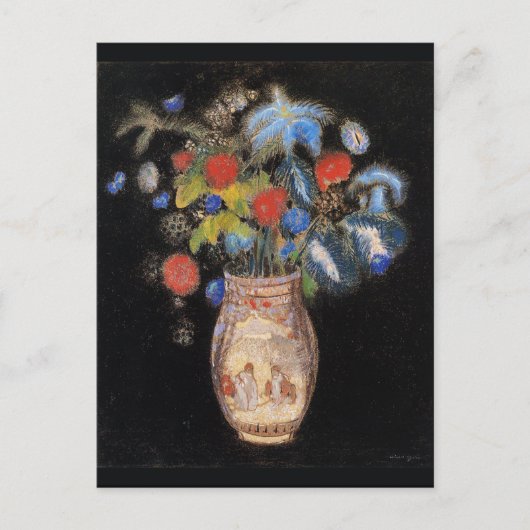 Große Bouquet auf schwarzem Hintergrund, Redon, Postkarte (Vorderseite)