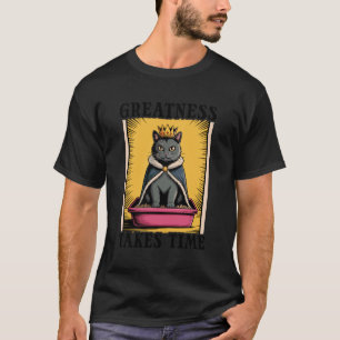 Größe braucht Zeit Lustige Katzenstreu-Box Schwarz T-Shirt
