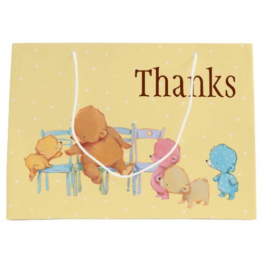 Große Braunbär-u. des Freund-Anteil-vier Stühle Große Geschenktüte (Vorderseite)