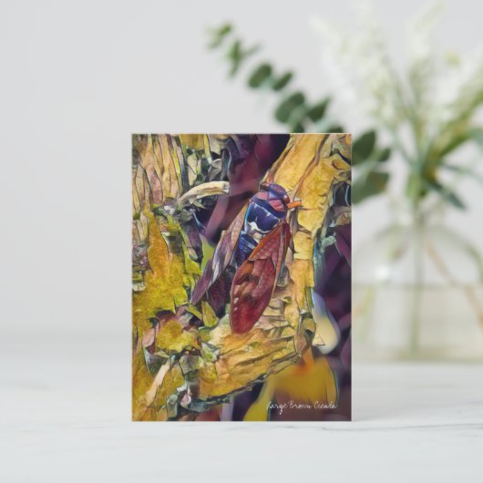 Große braune Cicada: Postkarte (Stehend Vorderseite)