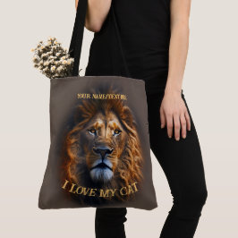 Große braune Tasche "I Liebe My Cat" Individuelle 