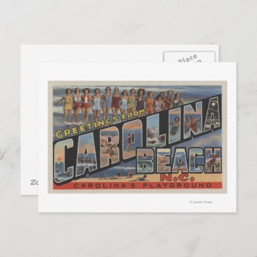 Große Briefszenen - Carolina Beach, NC Postkarte (Vorne/Hinten)