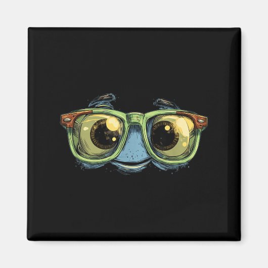 Große Brille Gesichtsausdruck Magnet (Vorne)
