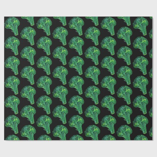 Große Brokkoli auf schwarzen Geschenkpackung Aquar Geschenkpapier (Flach)