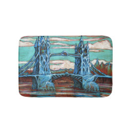 Große Brücke in einer Fantasiestadt Badematte