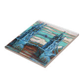 Große Brücke in einer Fantasiestadt Fliese (Seite)