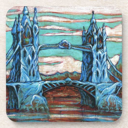 Große Brücke in einer Fantasiestadt Getränkeuntersetzer (Vorderseite)