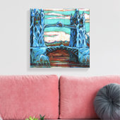 Große Brücke in einer Fantasiestadt Leinwanddruck (Insitu (Wohnzimmer))