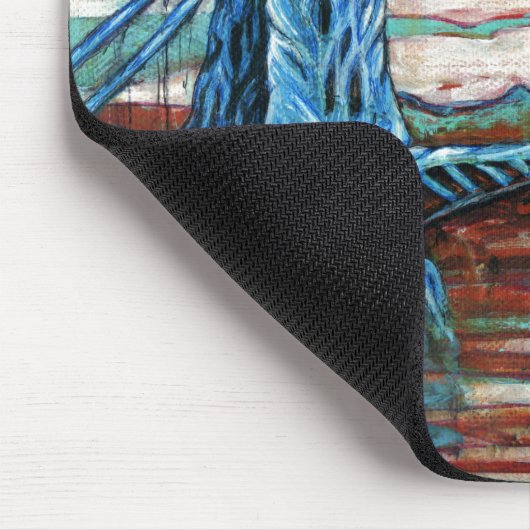 Große Brücke in einer Fantasiestadt Mousepad (Ecke)