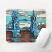 Große Brücke in einer Fantasiestadt Mousepad (Mit Mouse)