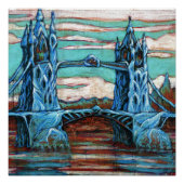 Große Brücke in einer Fantasiestadt Poster (Vorderseite)