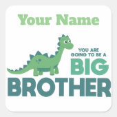 Große Brüder Dinosaurier Cartoon Quadratischer Aufkleber (Vorderseite)