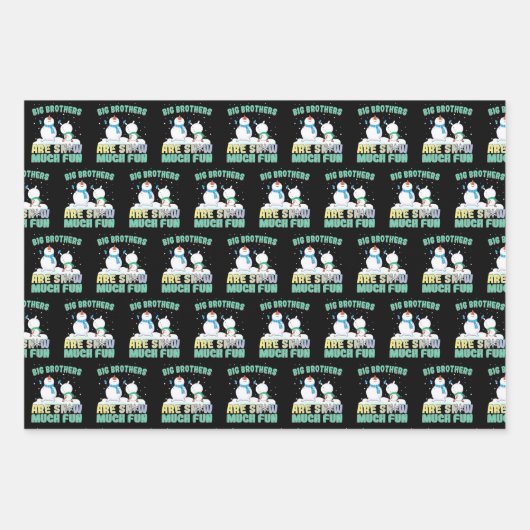 Große Brüder sind Schnee viel Spaß - Holiday Snowm Geschenkpapier Set (Vorderseite)