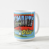 Große Buchstabe-Grüße Portsmouth Ohio Kaffeetasse (VorderseiteRechts)
