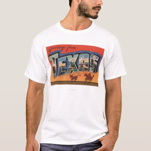 Große Buchstabe-Szenen Texas (Cowboy, der Stier T-Shirt (Vorderseite)