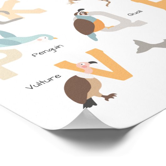 Große Buchstaben Tieralphabeten Kinder Poster (Ecke)