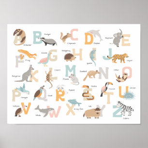 Große Buchstaben Tieralphabeten Kinder Poster