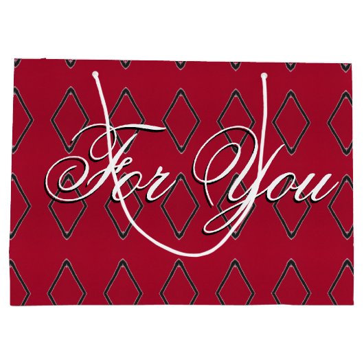 Große Buggundy Diamond Design Papiergeschenktasche Geschenktüte (Rückseite)