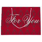 Große Buggundy Diamond Design Papiergeschenktasche Große Geschenktüte (Vorderseite)