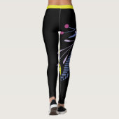 Große, bunt grüne Lila botanische Leggings (Rückseite)