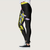 Große, bunt grüne Lila botanische Leggings (Links)