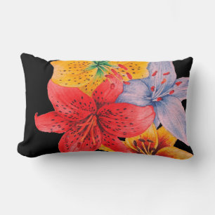 große bunte Liliendesign zeitgenössische Blume Lendenkissen