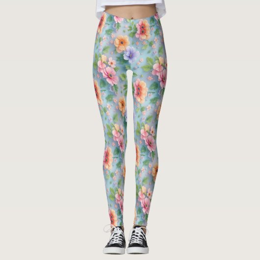 Große bunte Papierblumen Leggings (Vorderseite)