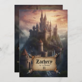 *~* Große Burg Mittelalterliche Fantasie AP88 Gebu Einladung (Vorne/Hinten)