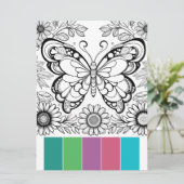 Große Butterfly-Farbkarten Entspannungswerkzeuge Einladung (Stehend Vorderseite)