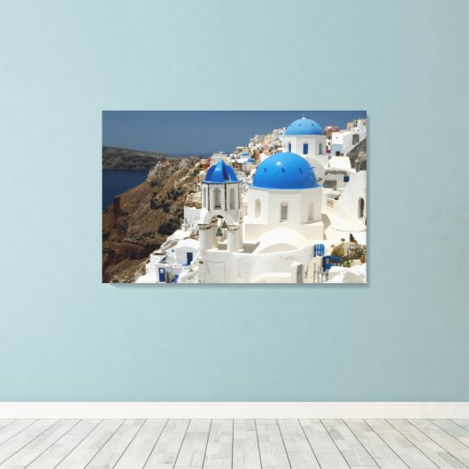Große Canvas Print - Santorini Griechenland Leinwanddruck (Insitu (Holzboden))