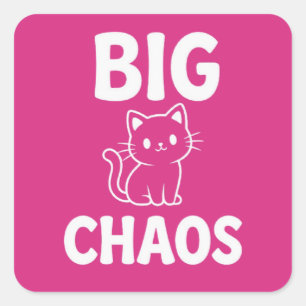 Große Chaos-Katze Süße schwarze Katze Lustiger Quadratischer Aufkleber