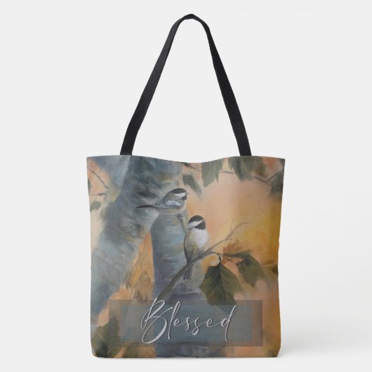 Grosse Chickadee-Tasche (Originalkunst) Tasche (Rückseite)