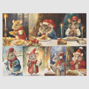 Große Collage von Weihnachtsmäuse für Decoupage Seidenpapier