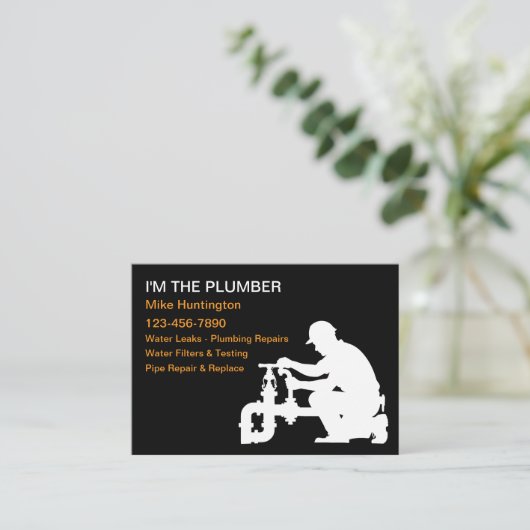 Große Coole Klempner-Service-Visitenkarten Visitenkarte (Stehend Vorderseite)